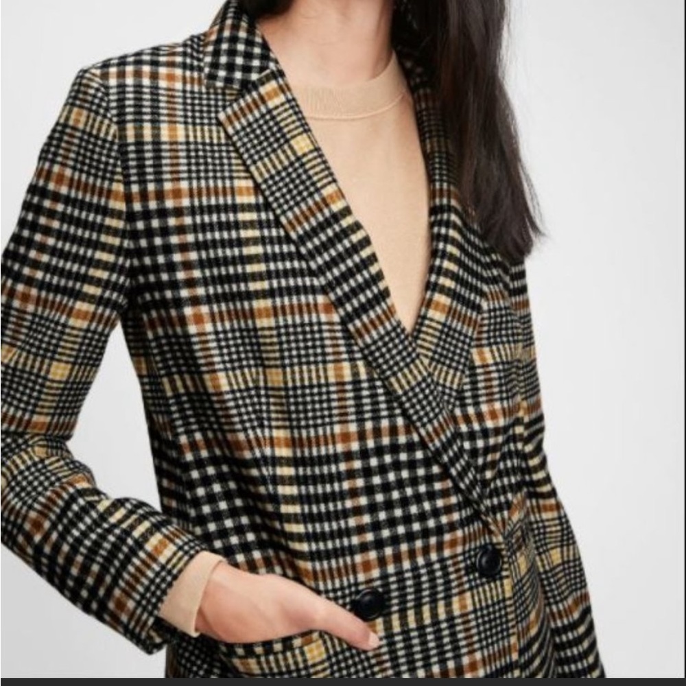 Gap Plaid Double Breasted Blazer
